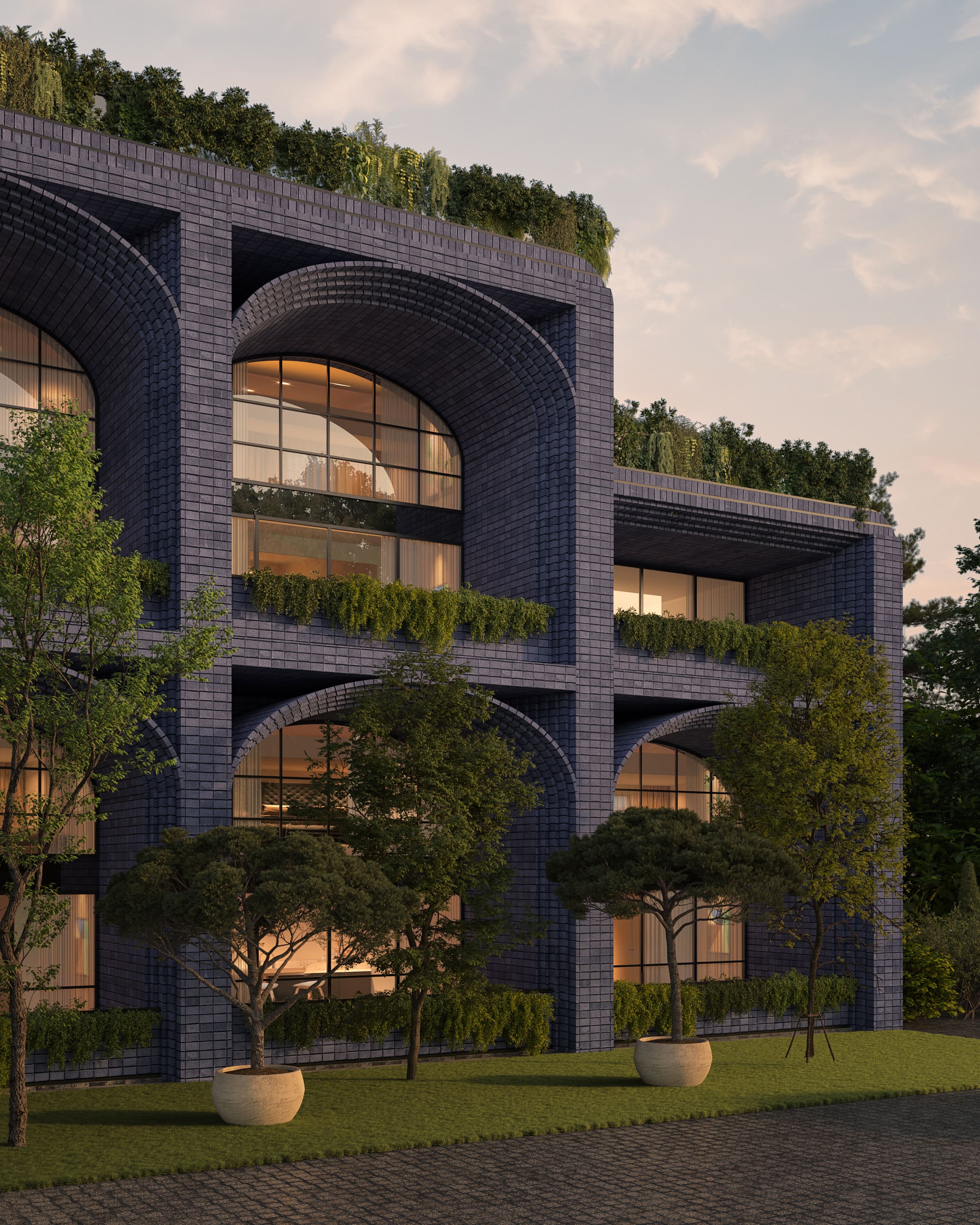 Brick Facade with Arches